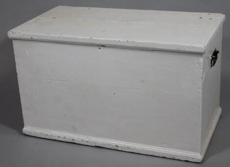 A late Victorian painted pine blanket box