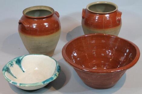 Two 20thC stoneware pippins