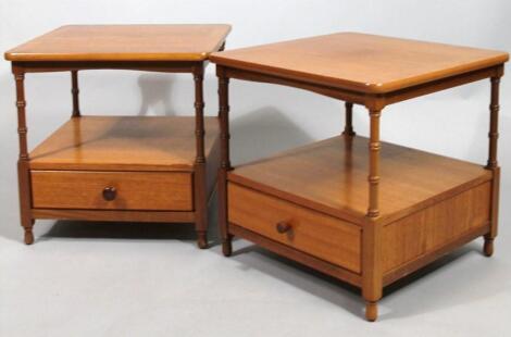 A pair of 20thC teak side tables