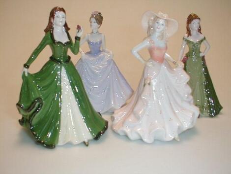 Four Coalport debutant figures titled "Birthday Wishes"