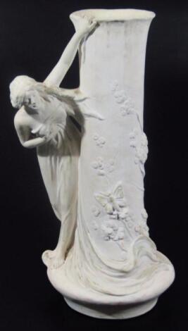 An early 20thC Art Nouveau design plaster vase