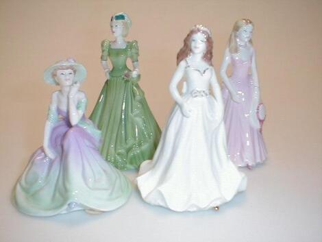 Four Coalport debutant figures titled "Fascination