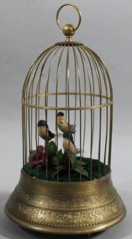 A 20thC metal cased three bird automaton