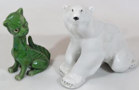 A USSR pottery figure of a polar bear