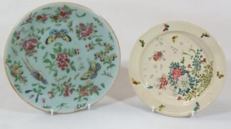 A Chinese porcelain Qing period famille vert dish