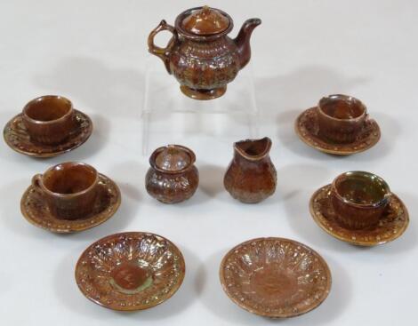 A 19thC lustre stoneware child's tea service