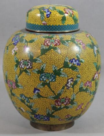 A mid 20thC Chinese cloisonné bowl and cover