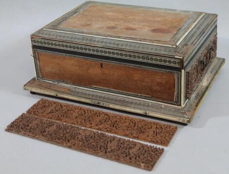 A 19thC Anglo Indian carved wooden casket