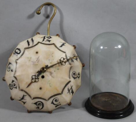 An early 20thC frosted glass umbrella hanging clock