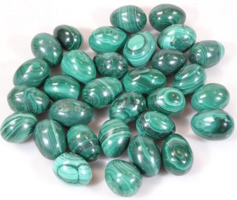 Various malachite polished eggs