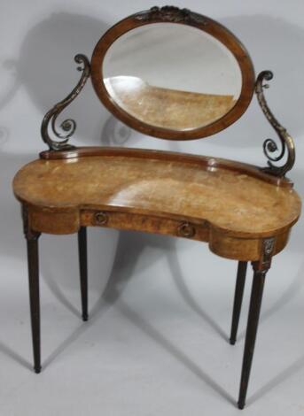 A 19thC French walnut and gilt metal dressing table