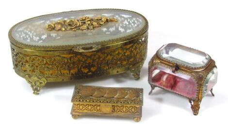 An early to mid 20thC miniature glass casket