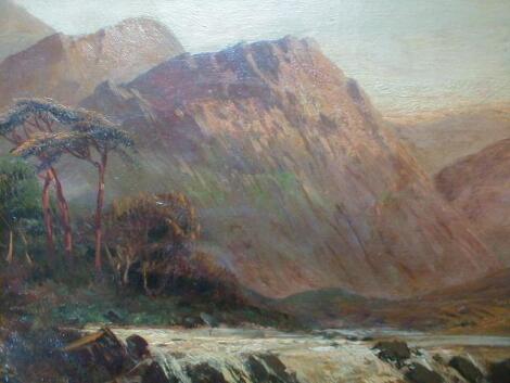 M.D. Hassell (20thC). Rocky river landscape with windswept trees