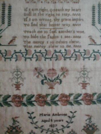 An early Victorian sampler by Maria Ambrose