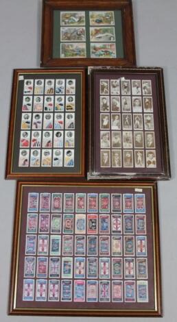 Various framed cigarette cards