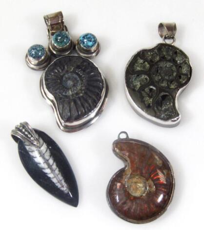 Four fossil necklaces