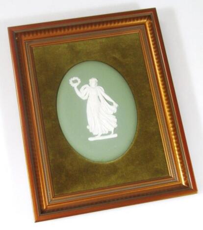 A 20thC Wedgwood green Jasperware plaque