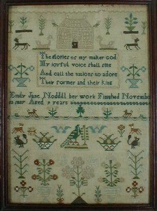 An early 19thC sampler by Emily Jane Noddill