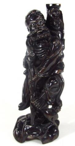 An early 20thC Japanese root carving lamp base