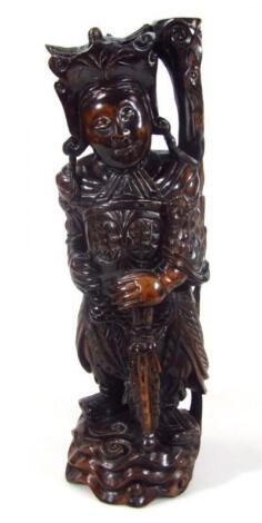 A heavily root carving Japanese lamp base figure