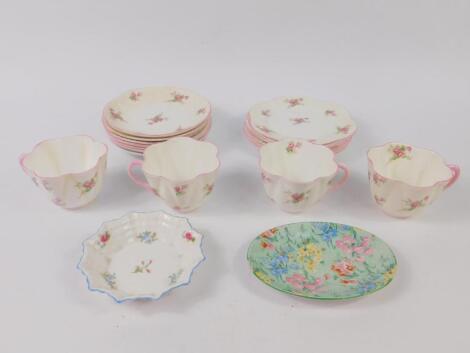 A Shelley porcelain early 20thC part tea service