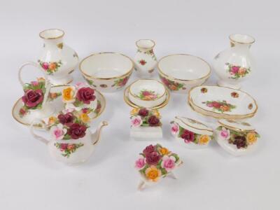 A group of Royal Albert porcelain decorated in the Old Country Roses pattern