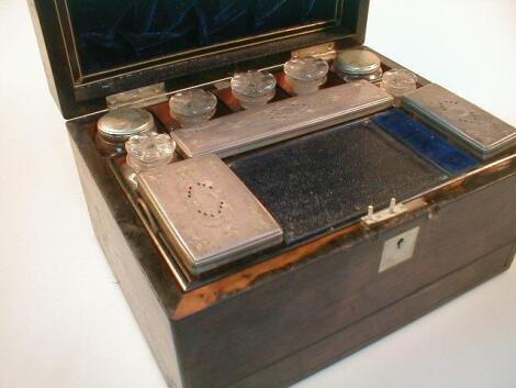 A Victorian rosewood travelling case