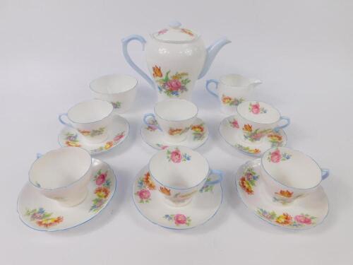 A Shelley porcelain mid 20thC porcelain part coffee service