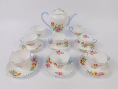 A Shelley porcelain mid 20thC porcelain part coffee service