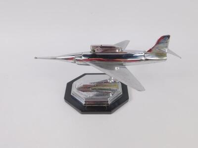 An Art Deco mid 20thC chrome jet plane table lighter