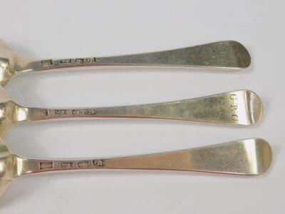 Three George III silver Old English pattern table spoons - 2