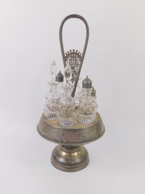 A late 19thC Wilcox silver plated Meriden cruet stand