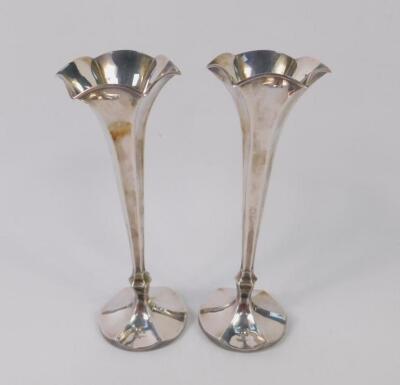 A pair of George V loaded silver bud vases