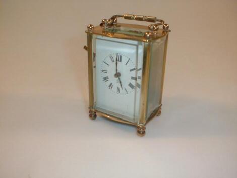 A French gilt brass carriage timepiece