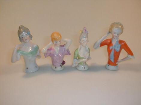 Four German porcelain half dolls