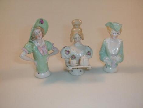 Three German porcelain half dolls