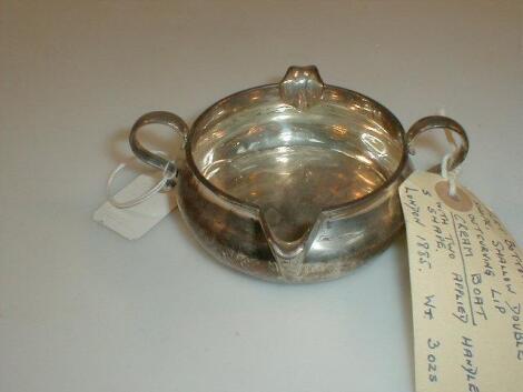 A Victorian silver double lip cream boat with applied S-scroll handles