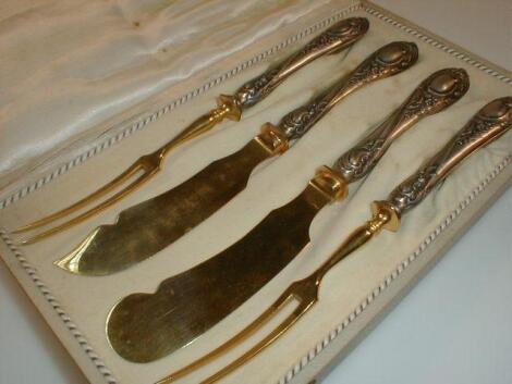 Two pairs of German silver handled cutlery by Ohlenschlager & Riemann of Frankfurt