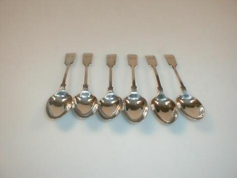 A set of six Walker & Hall silver fiddle pattern teaspoons