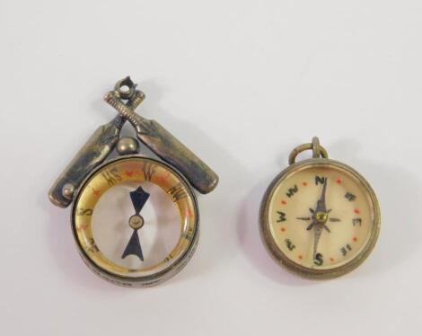 A Victorian silver compass fob
