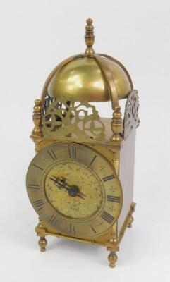 A 20thC brass cased lantern clock