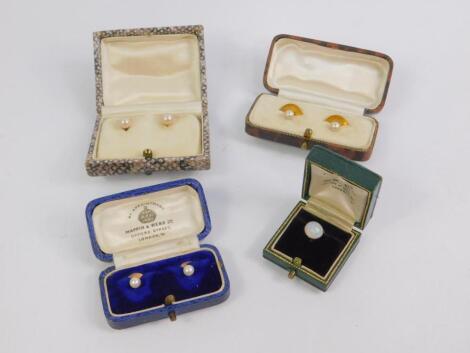 Three pairs of simulated pearl shirt studs