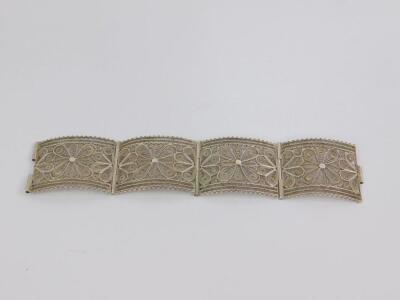 A Continental white metal filigree four section cuff - 2