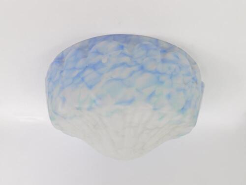 A mid 20thC blue and white mottled glass ceiling light