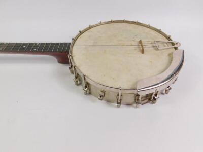 A mahogany and metal cased tenor banjo - 2