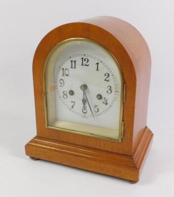 A German early 20thC oak cased mantel clock