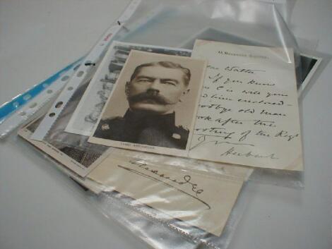 Autograph papers with photographs. Lord Kitchener on 17 Belgrave Square notepaper