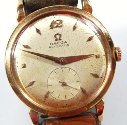 A mid 20thC 18ct gold cased gentleman's Omega automatic wristwatch