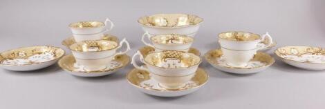 A mid 19thC English porcelain part tea service