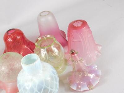 Various Victorian and later coloured glass lamp or ceiling light shades - 3
